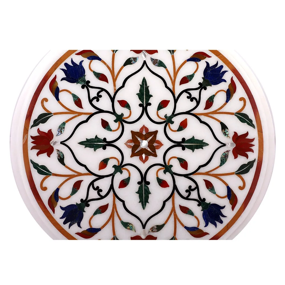 Multi Animal Floral Design Marble Table Top Living Room Decor Dining Table with Custom Packaging from Indian Exporter