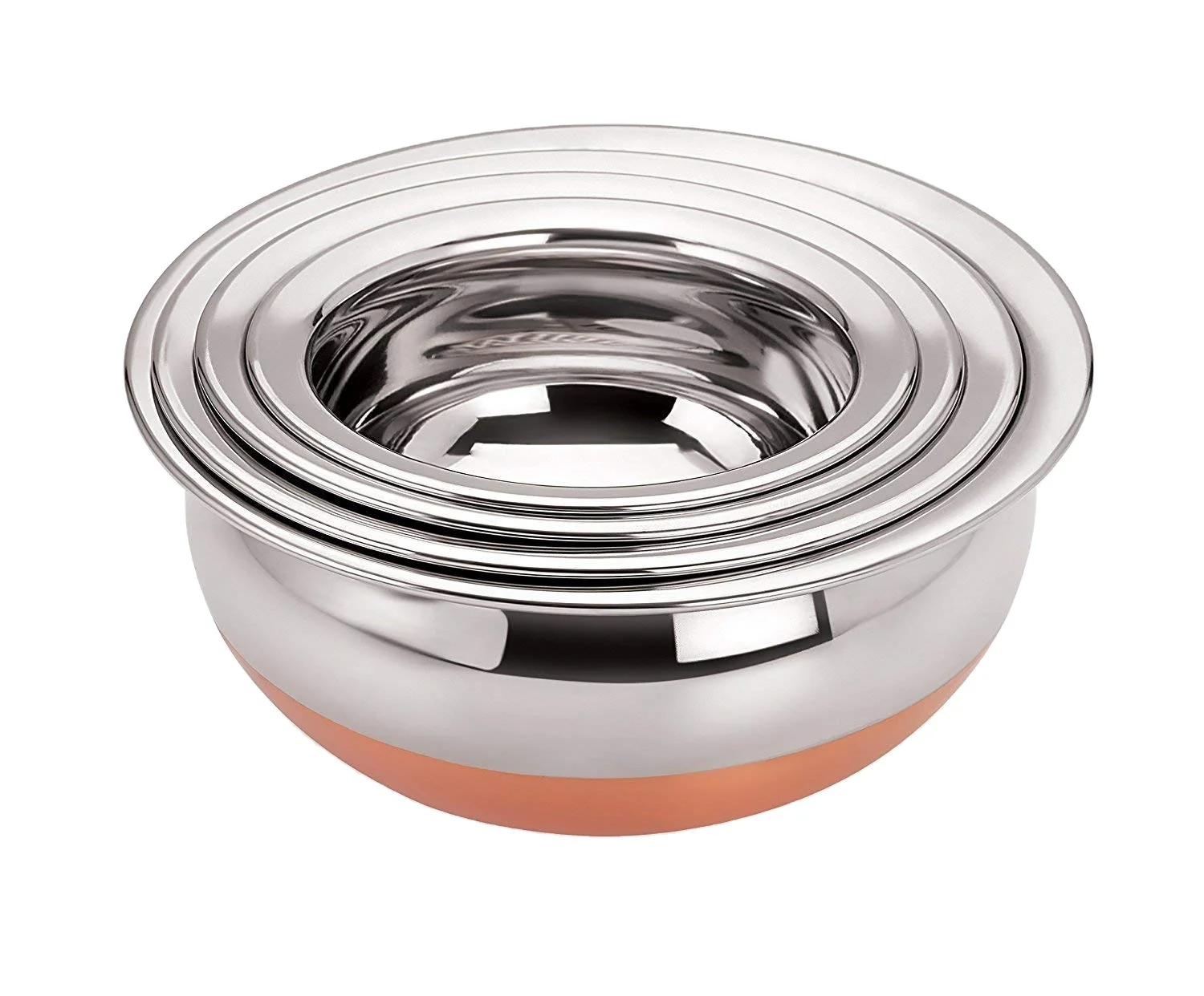 Stainless Steel Metal Pot Set with Copper Bottom Kitchen Cookware and Serving Bowls Copper Bottom Pot Set Of 5 Cooking Set