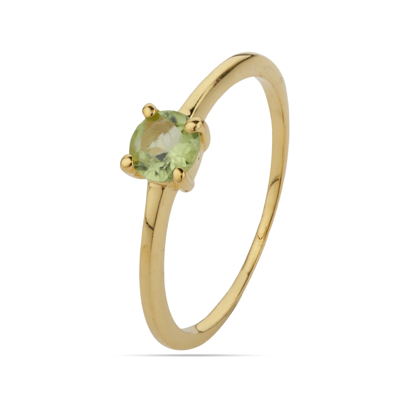 925 Sterling Silver Charm Natural Round Shape Green Peridot Gemstone Solid Gold Plated Fashion High Quality Women Ring Accessory