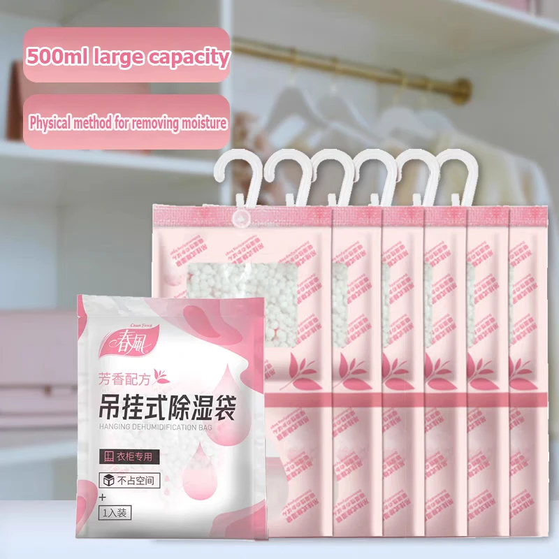 Scented Household Calcium Chloride Hanging 500ml Anti-humidity Bag dehumidifier moisture absorber Bag for Wardrobe