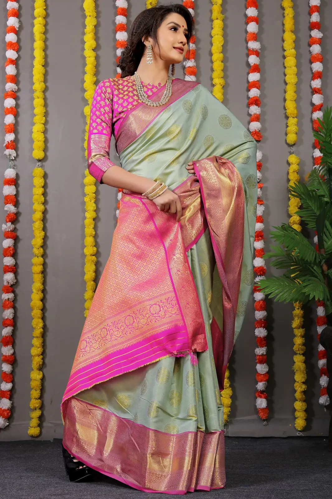 Indian Pakistani Wedding Wear Sarees South Indian Pure Silk Sarees Kanchipuram Handloom Weaving Silk Saree