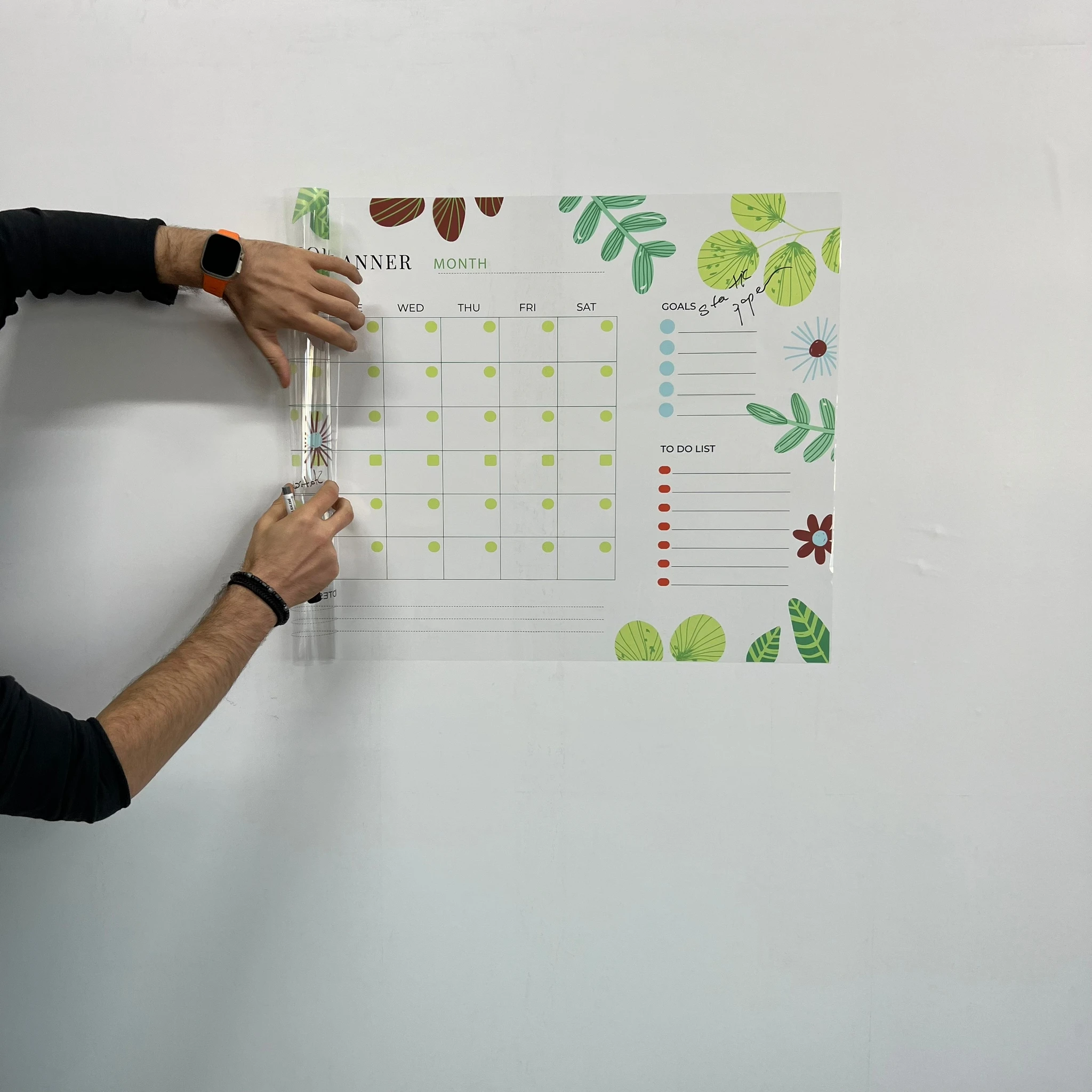 Dry Erase Monthly Planner Organizer Model-3 Reusable Durable Polystyrene Material Holds The Surface With Static Electricity