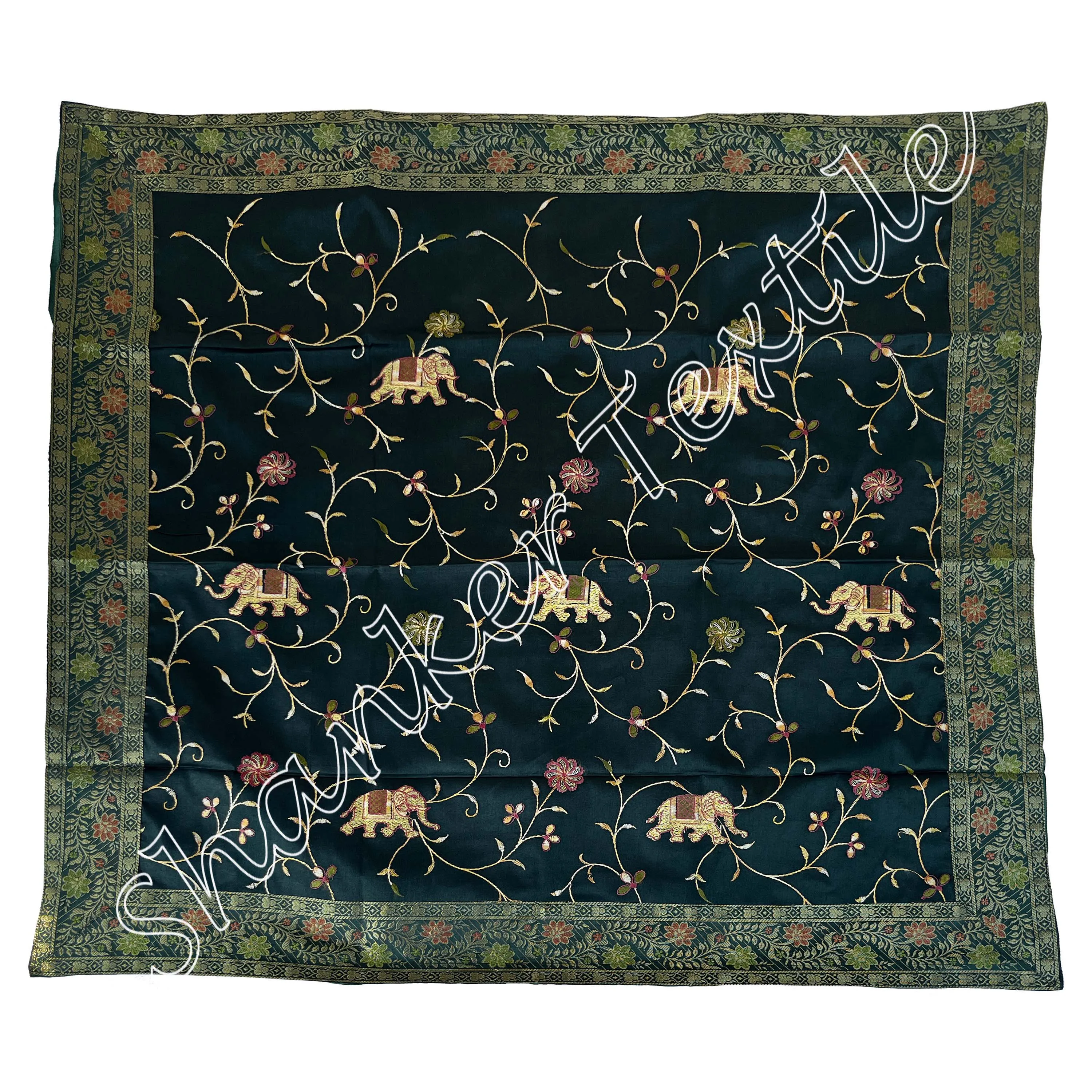 Decorative Tablecloth Table Cover Jacquard Brocade Silk Home Decor Tablecloth 36x36 Inch Size (90x90 cms) Indian Dining Table