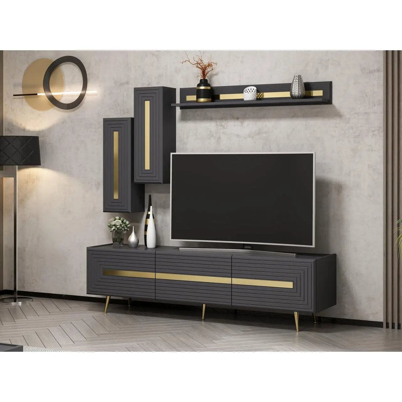 JOSE TV SET (Tv Unit + Top Module) - Anthracite