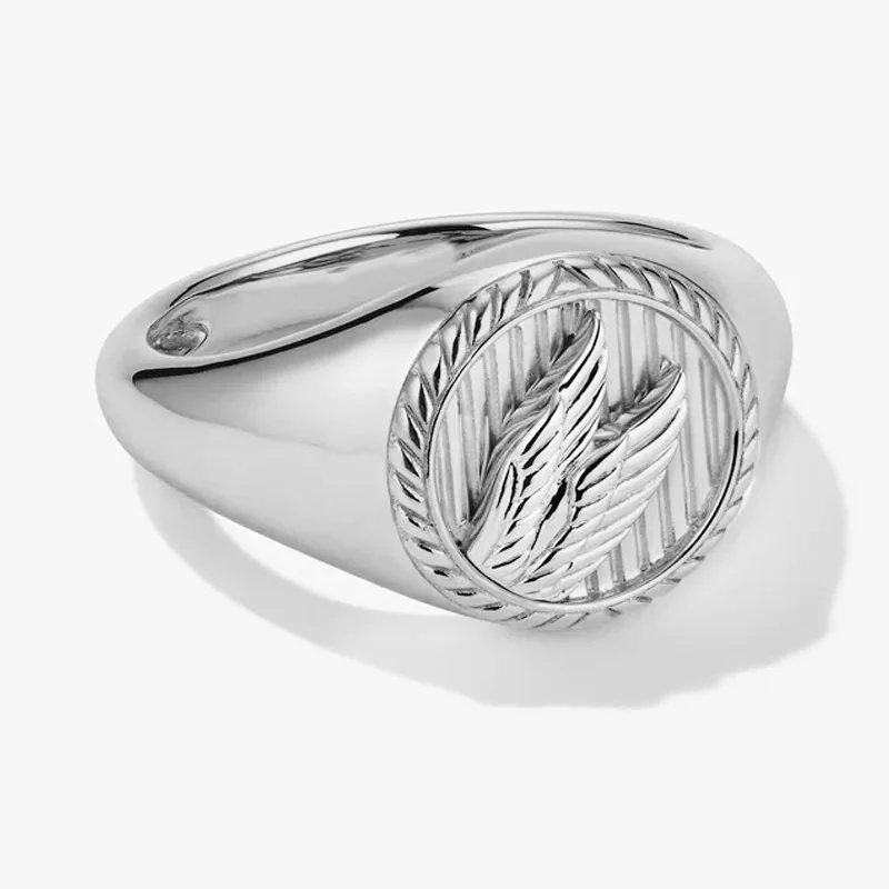 LUCKYDG Waterproof Tarnish Free Jewelry Wholesale Custom 18k Gold Plated Victory Signet Ring For Women and Men