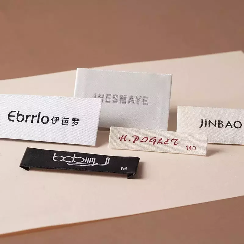 Factory Direct Custom Satin Clothing Tags with Branded Logo Printed Woven Labels for Garments Shoes Bags Personalized Design