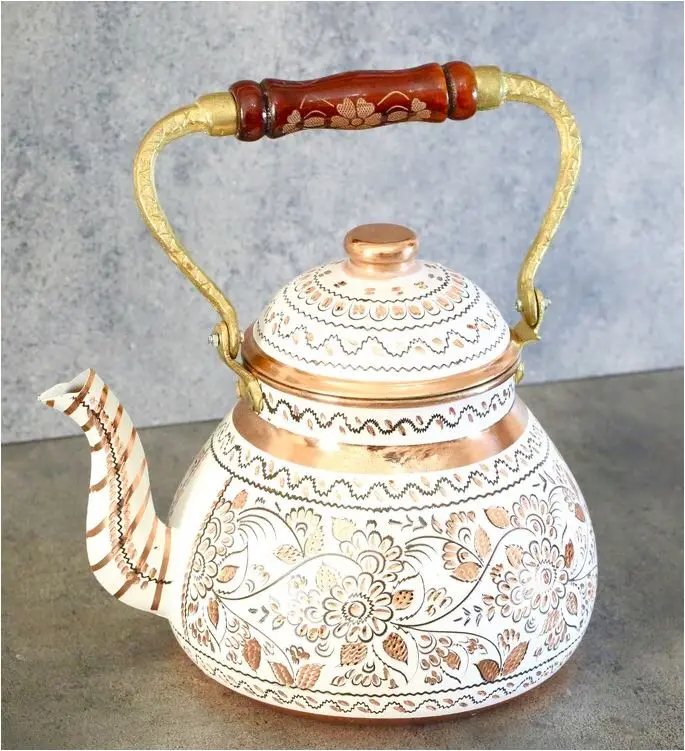 Copper Black Tea Kettle Teapot Elegant Bulk Quantity Wholesale for Hotel Restaurant Home Kitchenware Coffee Pot Made in India