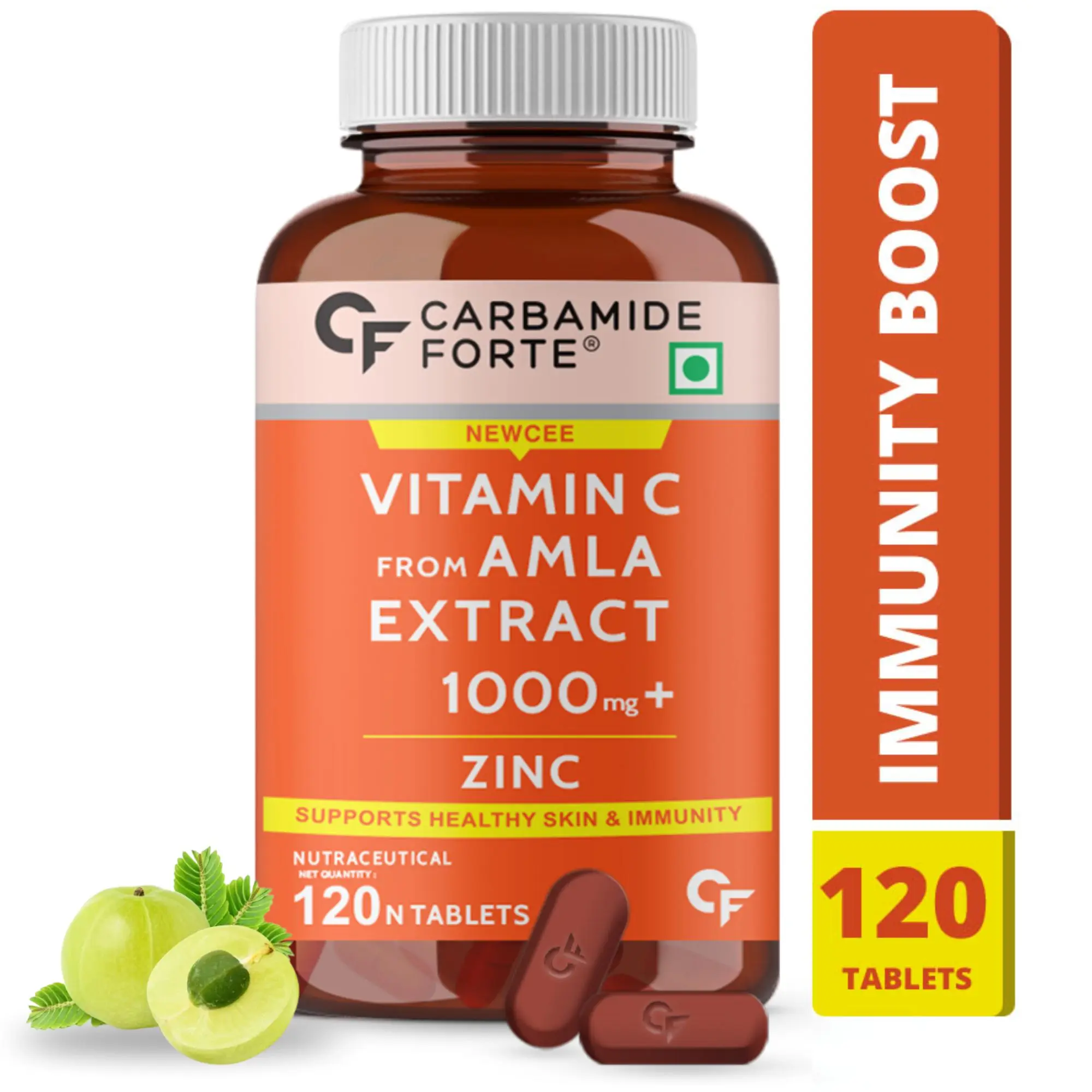 Vitamin C Supplement Tablets with Amla Extract With Zinc For Better Immunity & Skincare for Men & Women