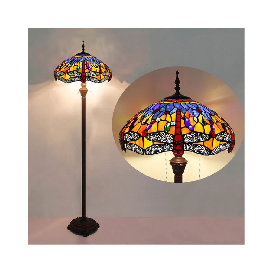 Lamp Parts Factory Supply Tiffany Style Floor Stained Glass Shade LED Metal Made in China Carton Customize 220V Round 10 - 60 VG