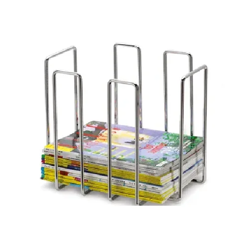New round Chrome Plated Steel Magazine Rack Desk Organizer for Newspaper and Book Storage