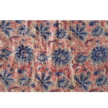 Beautiful Blue Floral Hand Block Print Cotton Fabric Home Textile Fabric Pure Soft Cotton Quick Dry Cotton Fabric