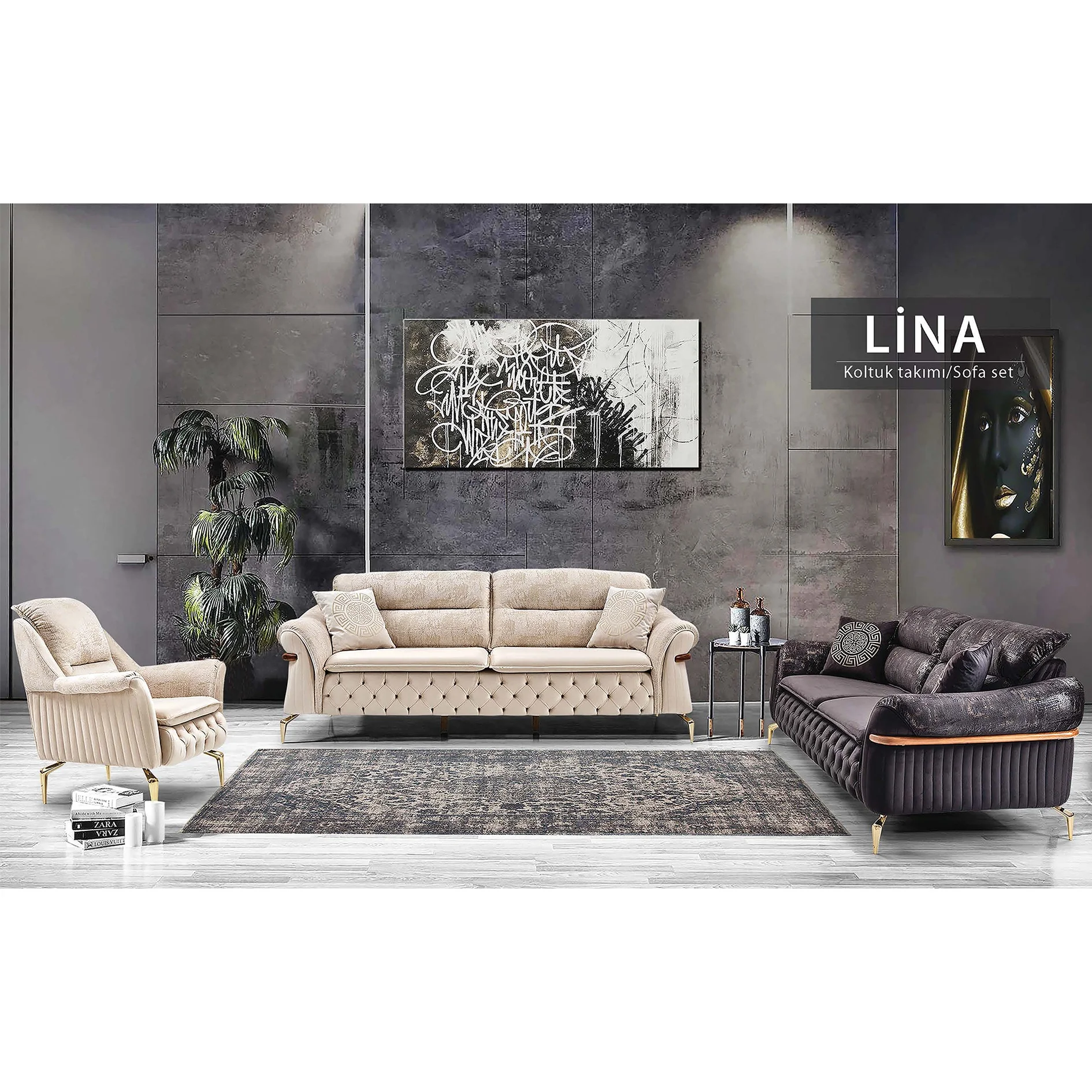 Modern Living Room Furniture Sofa Set Sofa Bed with stainless waterproof Fabric Turkish Furniture Chesterfield Sofa Set with Bed