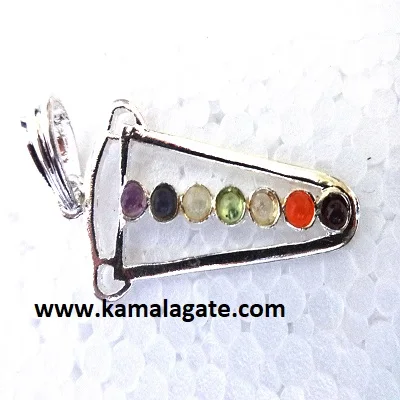 Natural Crystal Quartz Seven Chakra Pendant Sale Embedded Cab Crystal Healing Stainless Steel Chakra Agate Pendant