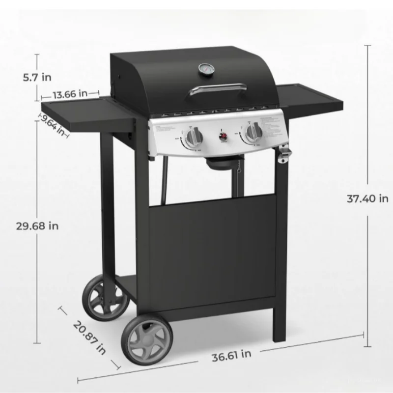 WHOLESALE Propane Gas Grill 21000 BTU with 2-Burner,325 sq.in. Outdoor BBQ Grill for Barbecue Cooking with Top Cover Lid