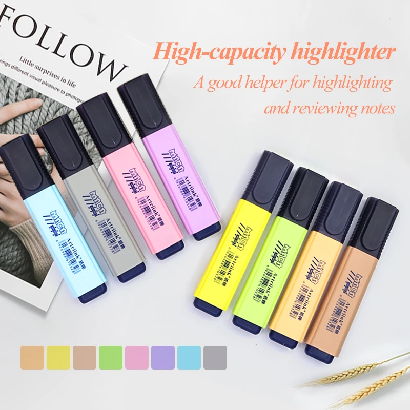 Artriink HL-907 4/8 colors/set eco-friendly non-toxic multi colored highlighter marker highlight pen set stationery