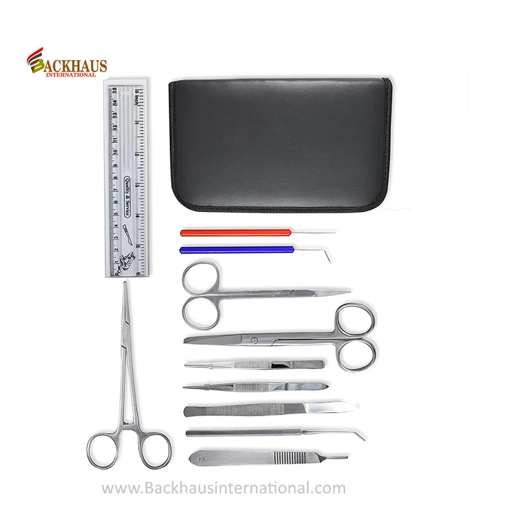 Professional 10-Piece Surgery Kit Stainless Steel Scissor Scaler Forceps and Other Manual Essential Surgical Tools Set with Case
