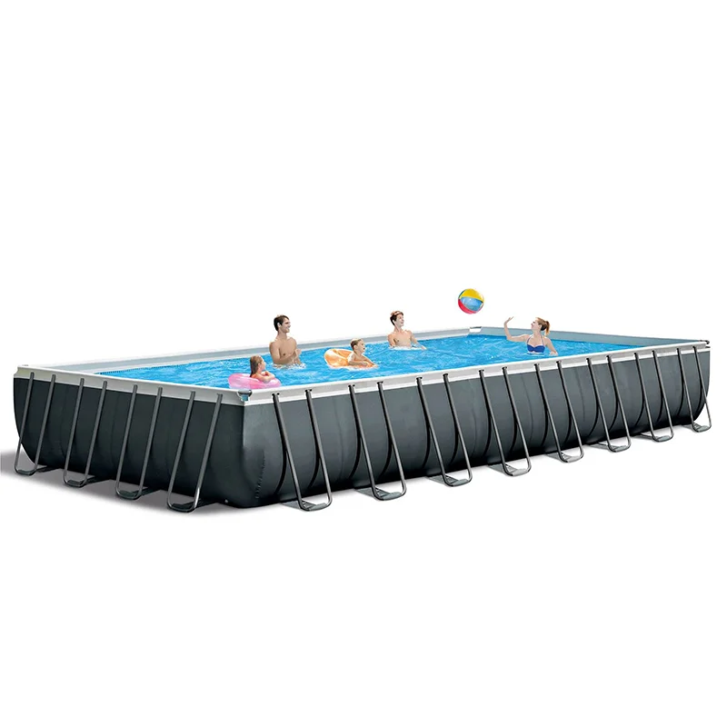 Large Rectangular PVC Intex 4m x 4m x 1.5m Metal Frame Pool Above Ground Pool for Outdoor Swimming Installation