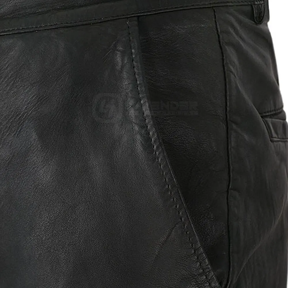 Wholesale Leather Pant Leather Fashion Pant Genuine Leather Pants for Men Casual Straight Knitted Plain Dyed 10 Pcs Flat Front