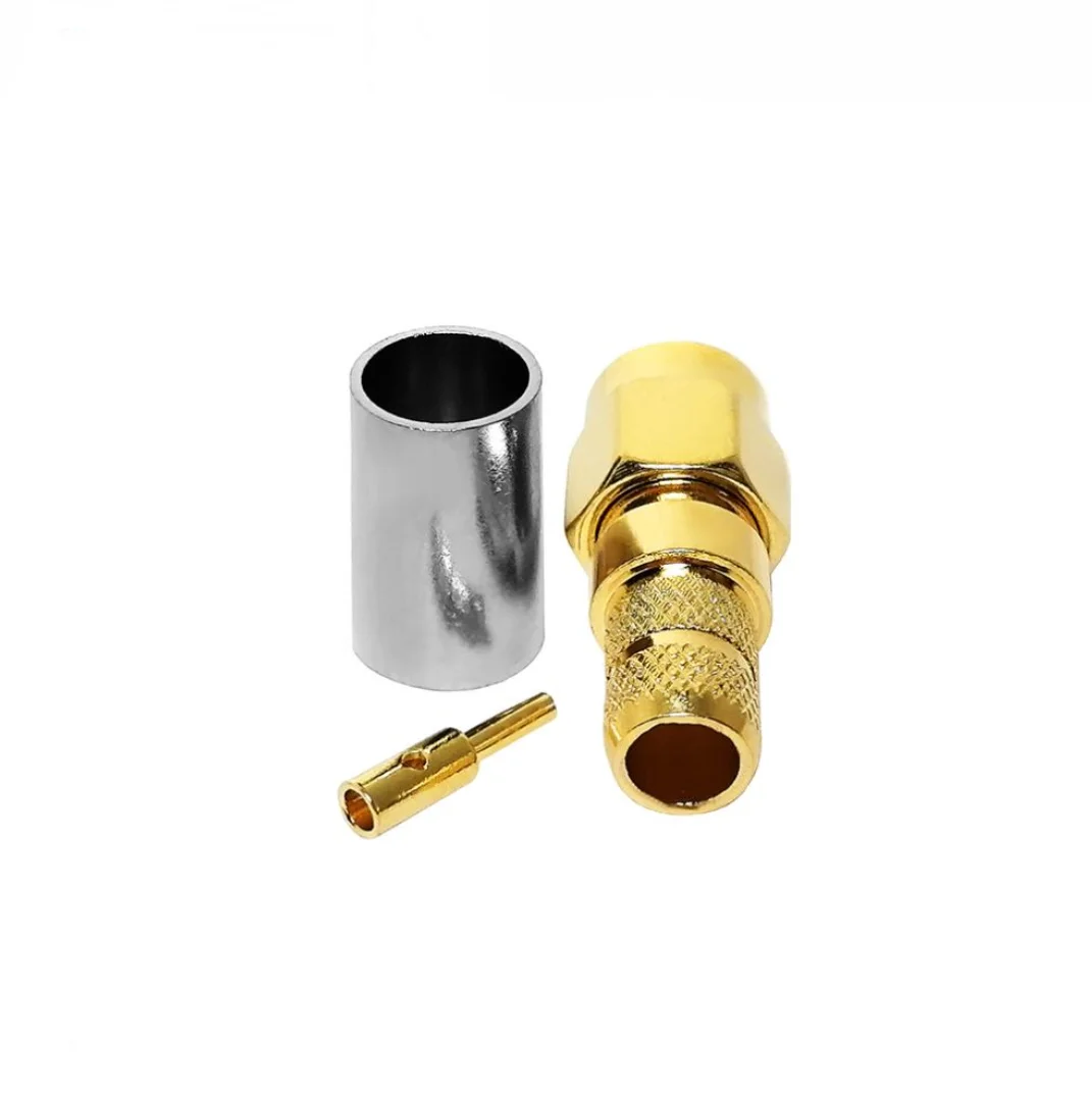 RF coaxial connector reverse polarity rpsma male plug crimp connector for LMR240 H155 coaxial cable