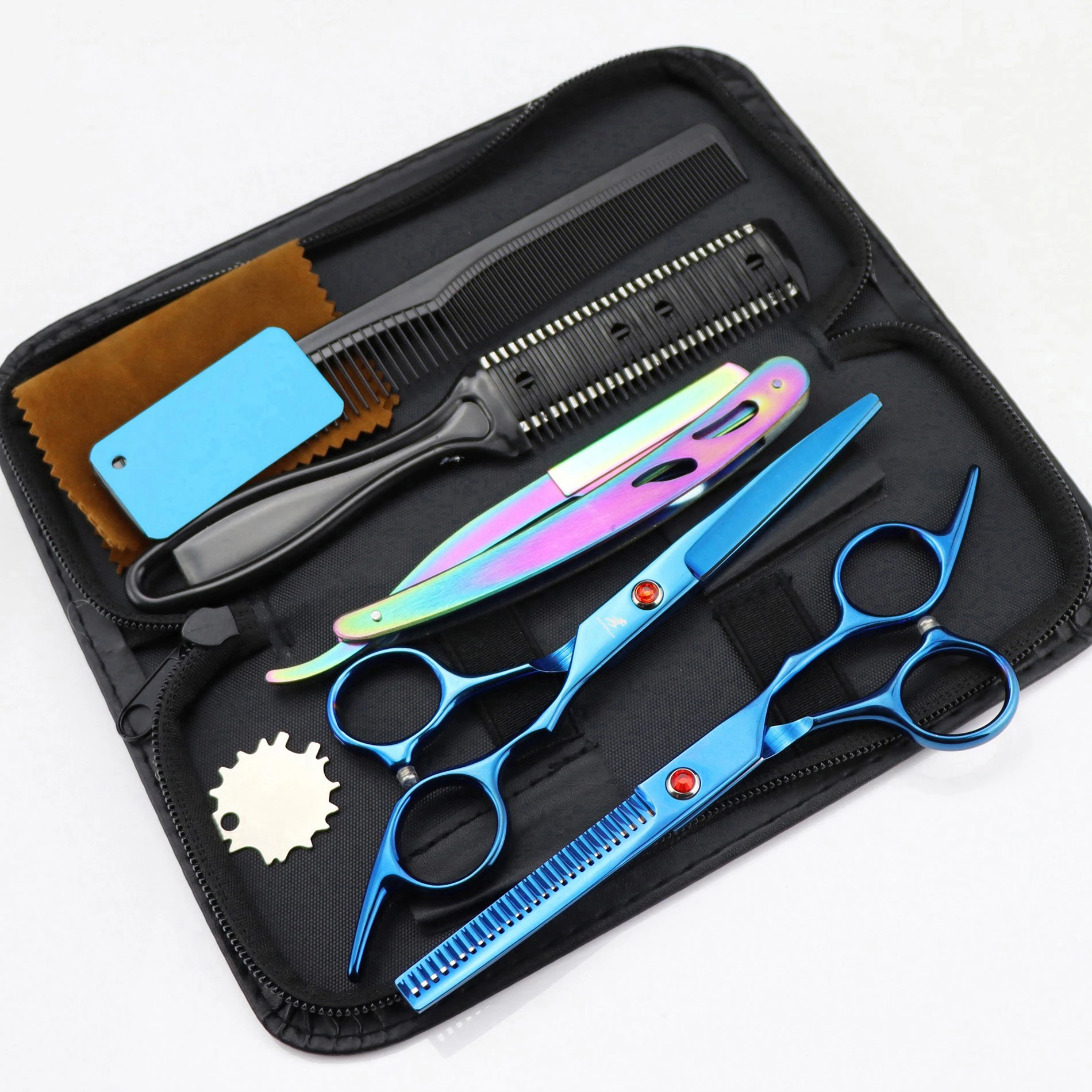Shaving Kits Easy and Simple to Use 5.5 inch Colorful Sharp Blades Professional Barber Scissors Kit