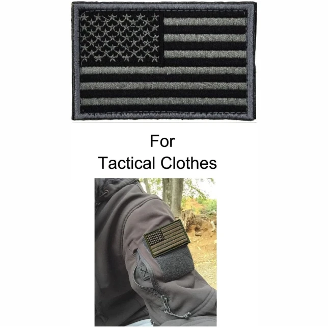 Tactical USA Flag Patch -Black & Gray- American Flag US United States of America Military Uniform Emblem Patches (2 Packs)