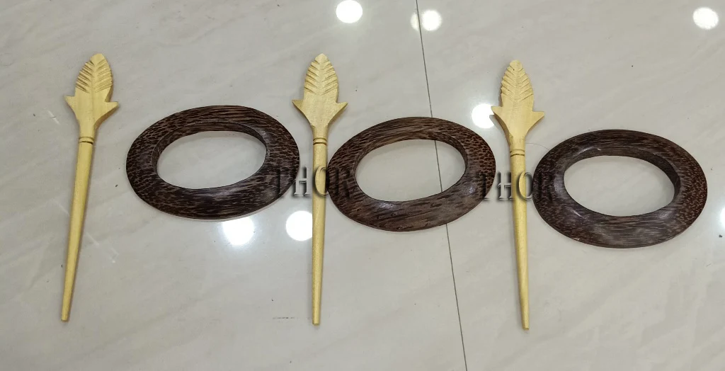 3 pcs  Fall circle barrette with wooden hair stick macrame accessories wood hair stick pin for women