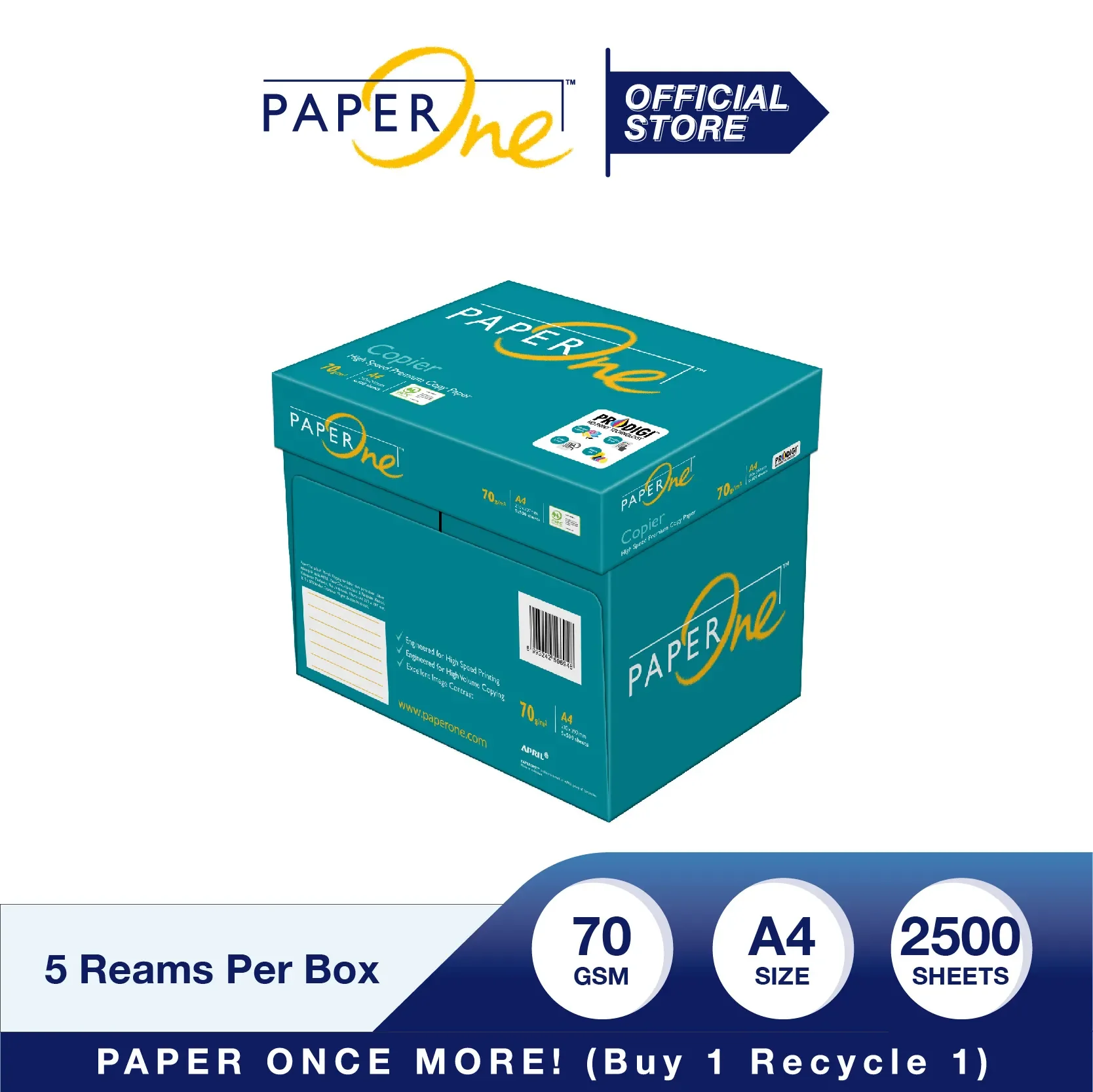 Paper One 80 GSM 70 Gram A4 Copy Paper 75gsm Double A4 Copy Paper