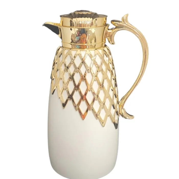 Customized Arabic Coffee Dallah Sets Coffee Pot Cawa Cups Base Sets Long Spout Dallah Tea Pot Brass Metal Coffee Tea Pot Dallah