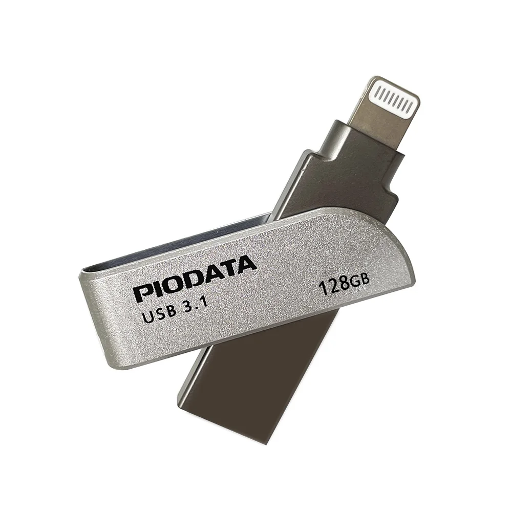 PioData iXflash 128G used for iPhone iPad Flash Pen Drive USB 3.1 Apple MFi Certified Lightning Connector External Storage
