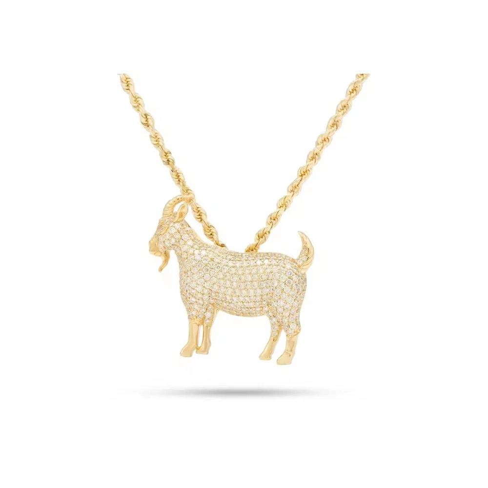 New Design 14K Solid Yellow Gold Real Diamond Pave Goat Charm Pendant Necklace Jewelry Manufacturer Exporter & Supplier