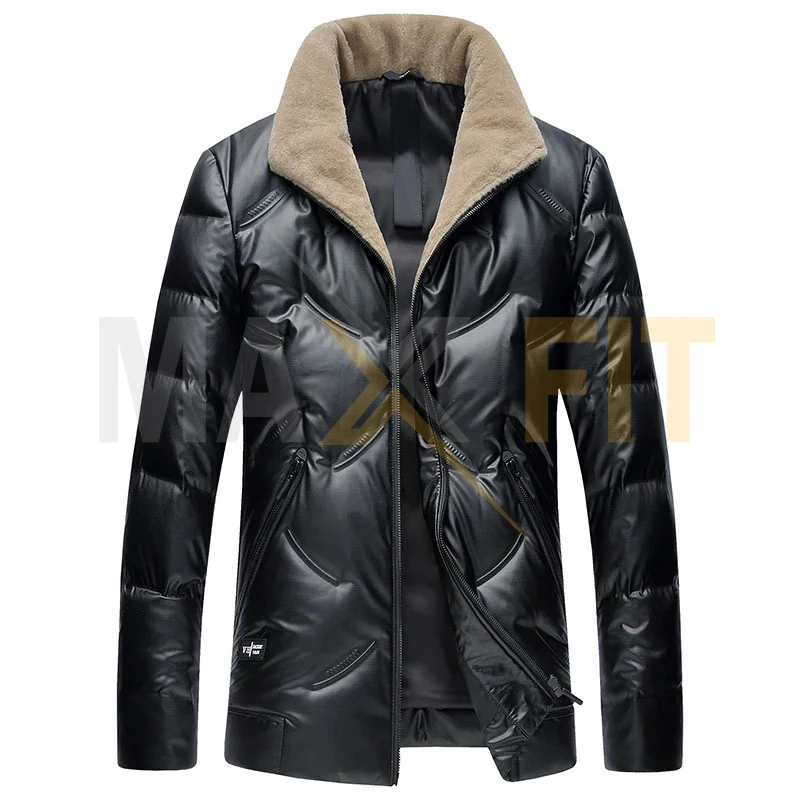 Waterproof Men Puffer Jackets 100% Wool Collar Winter 90% White Duck Down Coat for Fashion Jacket by MAXFIT ENTERPRISES