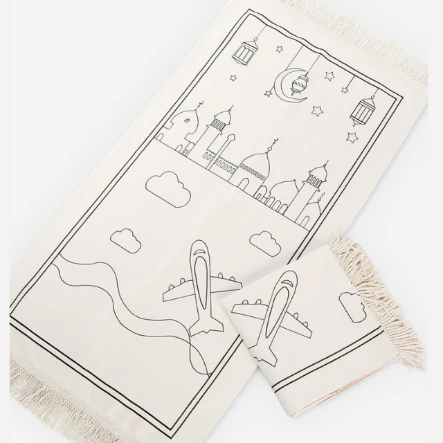 Painted Prayer Rug Boys Girls Children Islamic Gift Set Re-washable Paint Gift Cylinder Box Piggy Piggy Bank Cylinder Ramadan