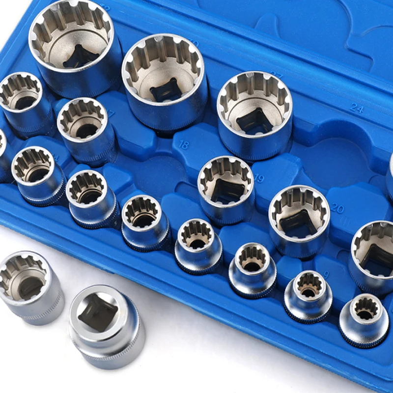High Quality Crv Material Matt Finish 19pc Hand Tools 1/2 Gear Lock Socket Set FOR PORSCHE VEHICLES