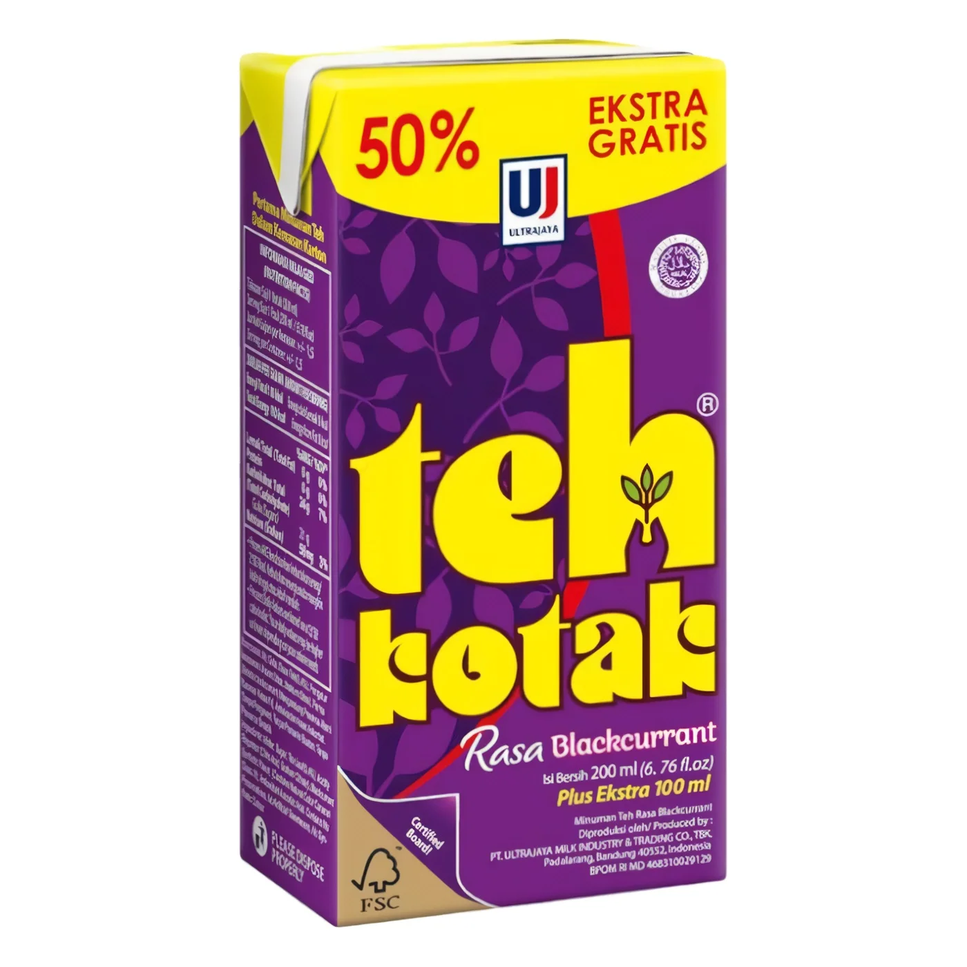 Teh Ko-tak Drink 200ml Blackcurrant Fruity Tea Variant Sweet Fresh Fruit Taste Healthy Delicious Taste Tea Drink