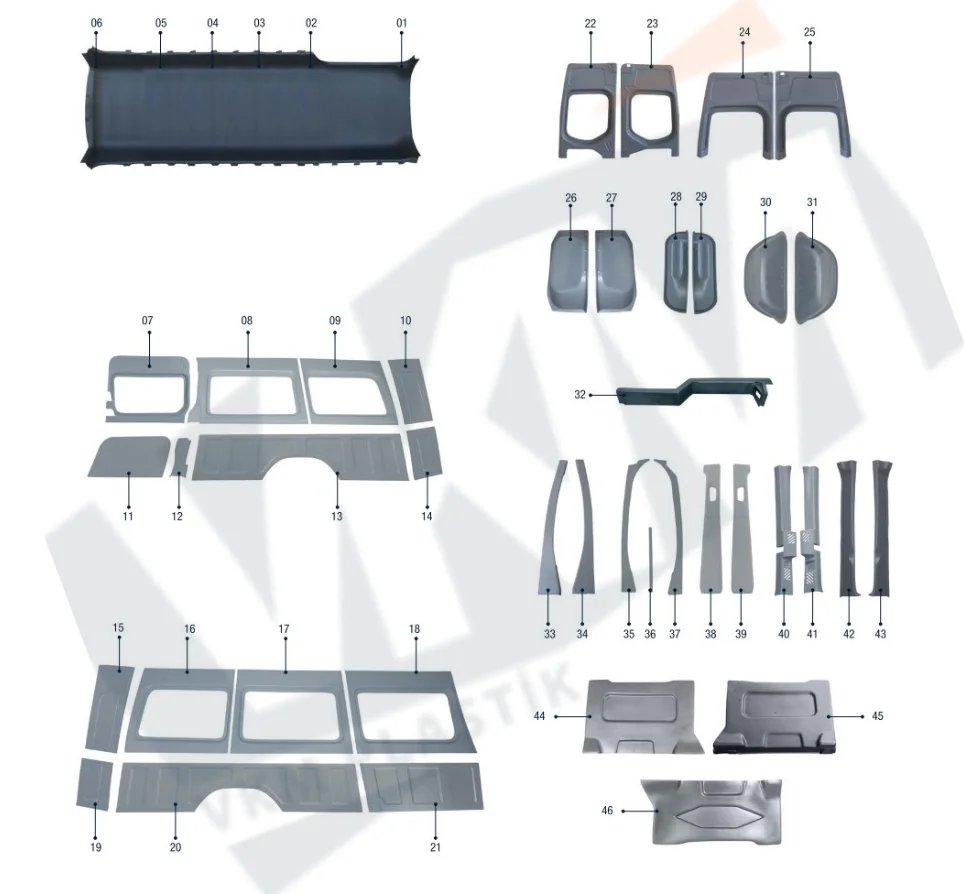 BEST SELLER  VKM01  **SPRINTER L4H2 WITH SLIDING DOOR**  (ABS INTERIOR TRIM SET FOR MINIBUSES, CAMPERS, COACHES, BUSES)