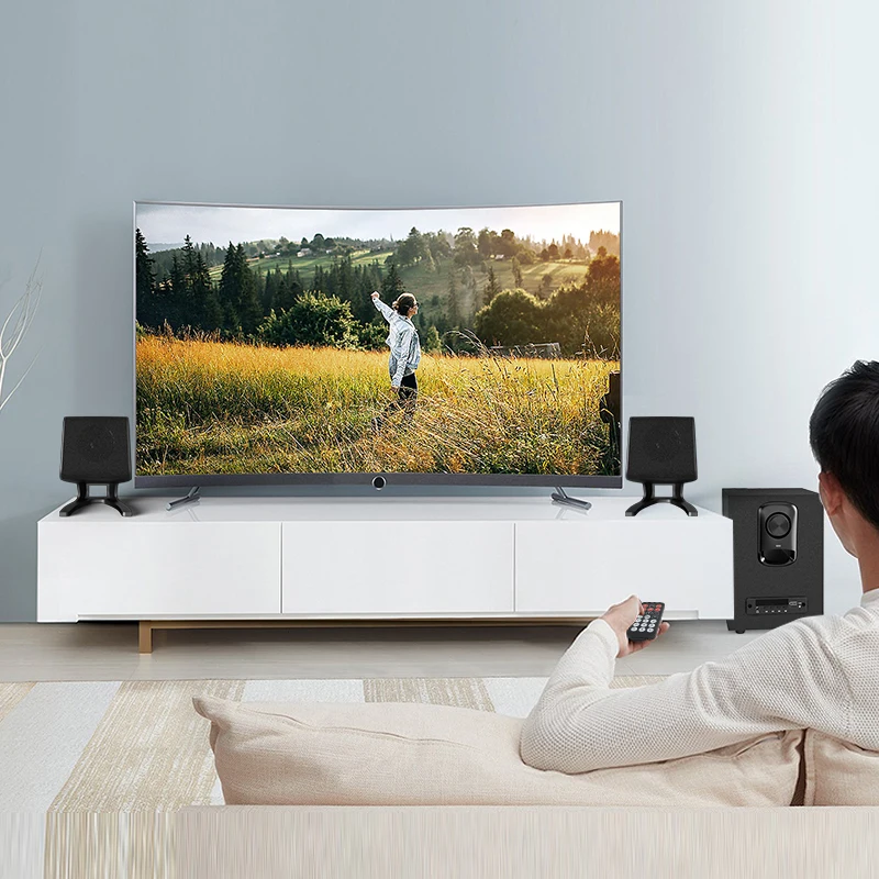 Audmic OEM  High Quality Professional Subwoofer 2.1 Multimedia Speaker Remote Control TF USB FM Speaker Equipment