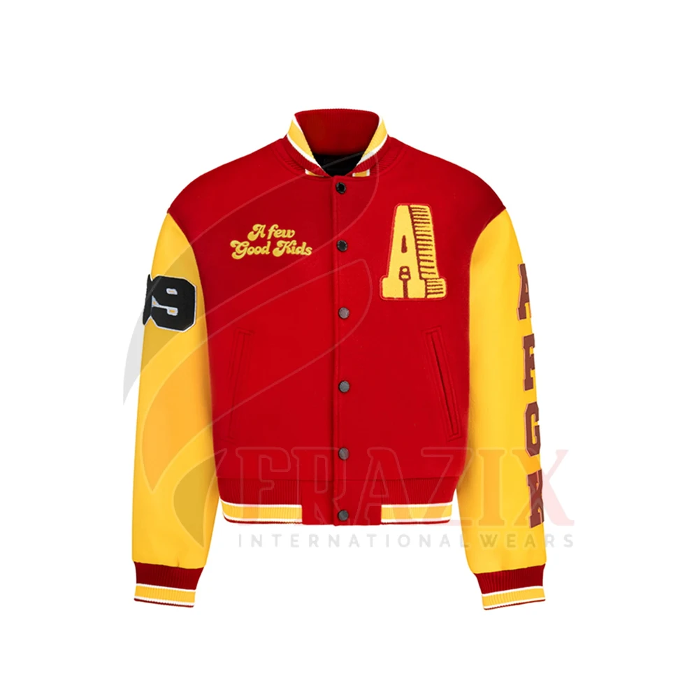 Fully Customized Embroidery Football Jacket Leather Bomber Oem Jacket Wool Embroidery Logo Baseball Jacket