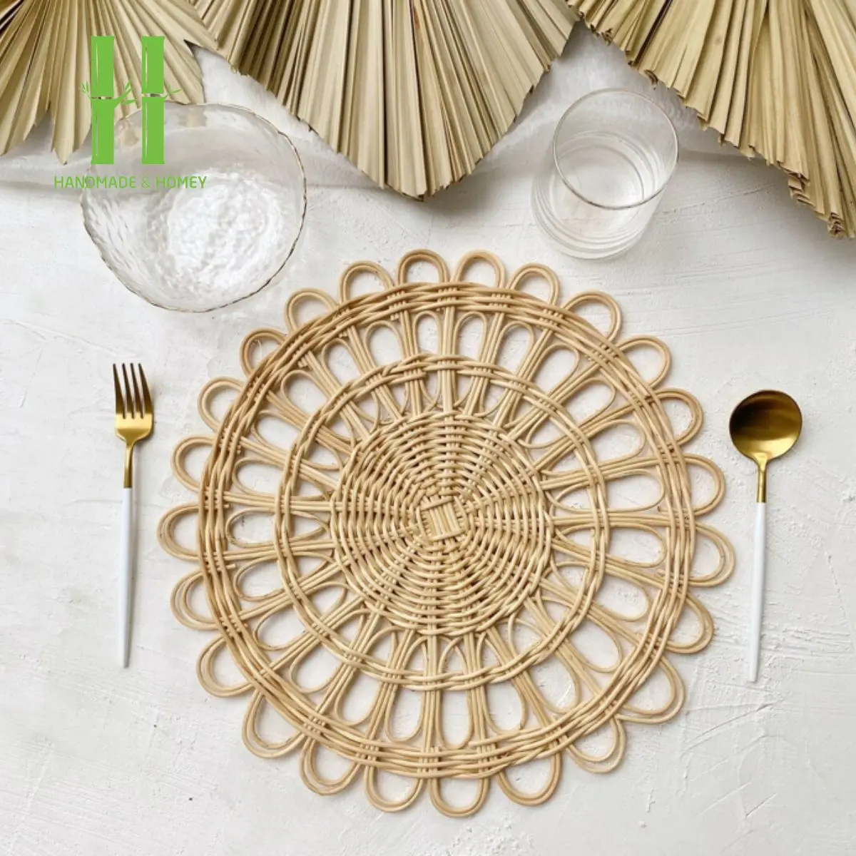New Choice Natural Rattan Placemats Decor Tableware Variety of Sizes Custom Decorations For Christmas Handmade from Vietnam
