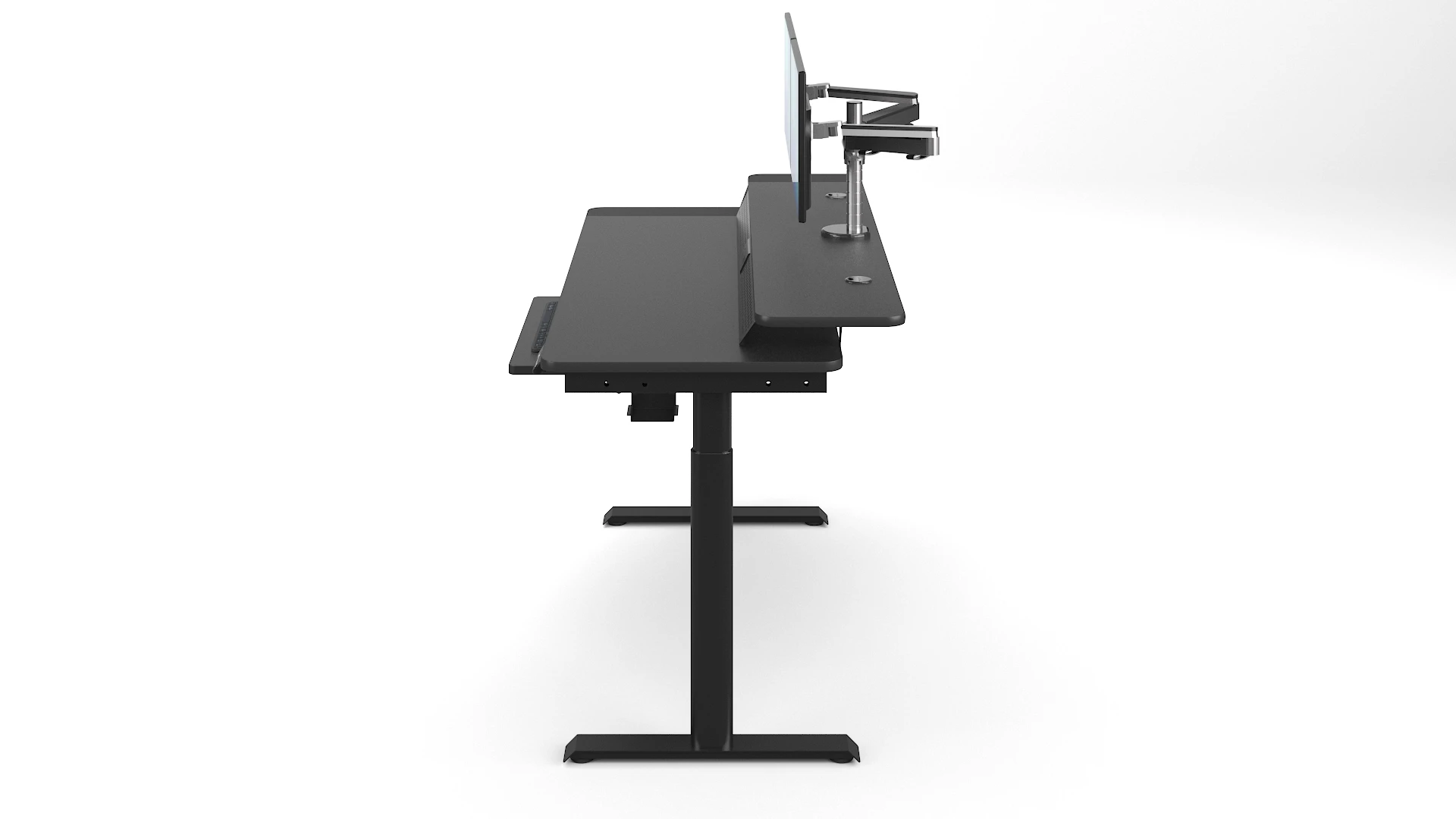 VersaDesk Modern Powerlift Split Level Electric Standing Desk Black-for Office Home School Living Room or Outdoor Use