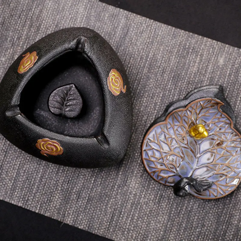 Personal Portable Indoor Small Luxury Black Hotel Pottery Antique Metal Colored Ashtrays