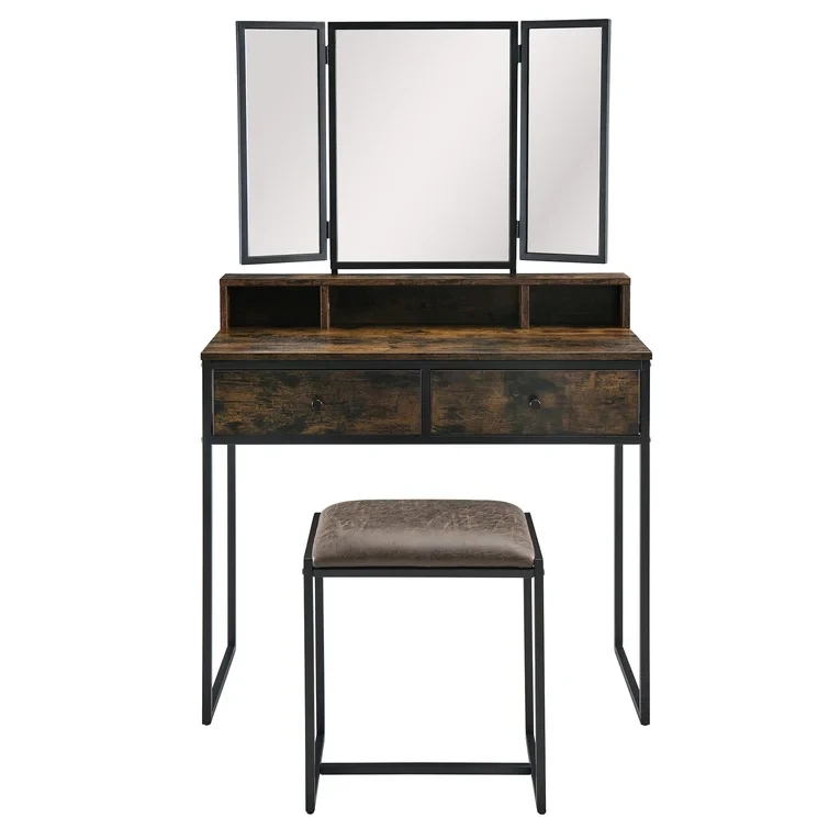 vanity makeup tablet set Vintage vaidades maquiagem coiffeuse avec miroir et tabouret