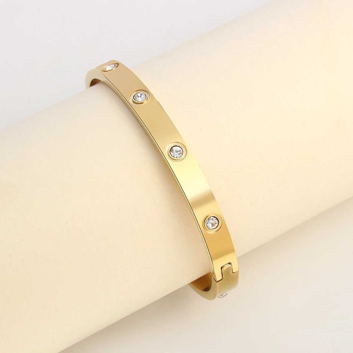 Hot Sale Pvd 18k Gold Plated 10mm 8mm 6mm  Adjustable Round Copper Chunky Beaded Ball Bracelets For Women Jewelry