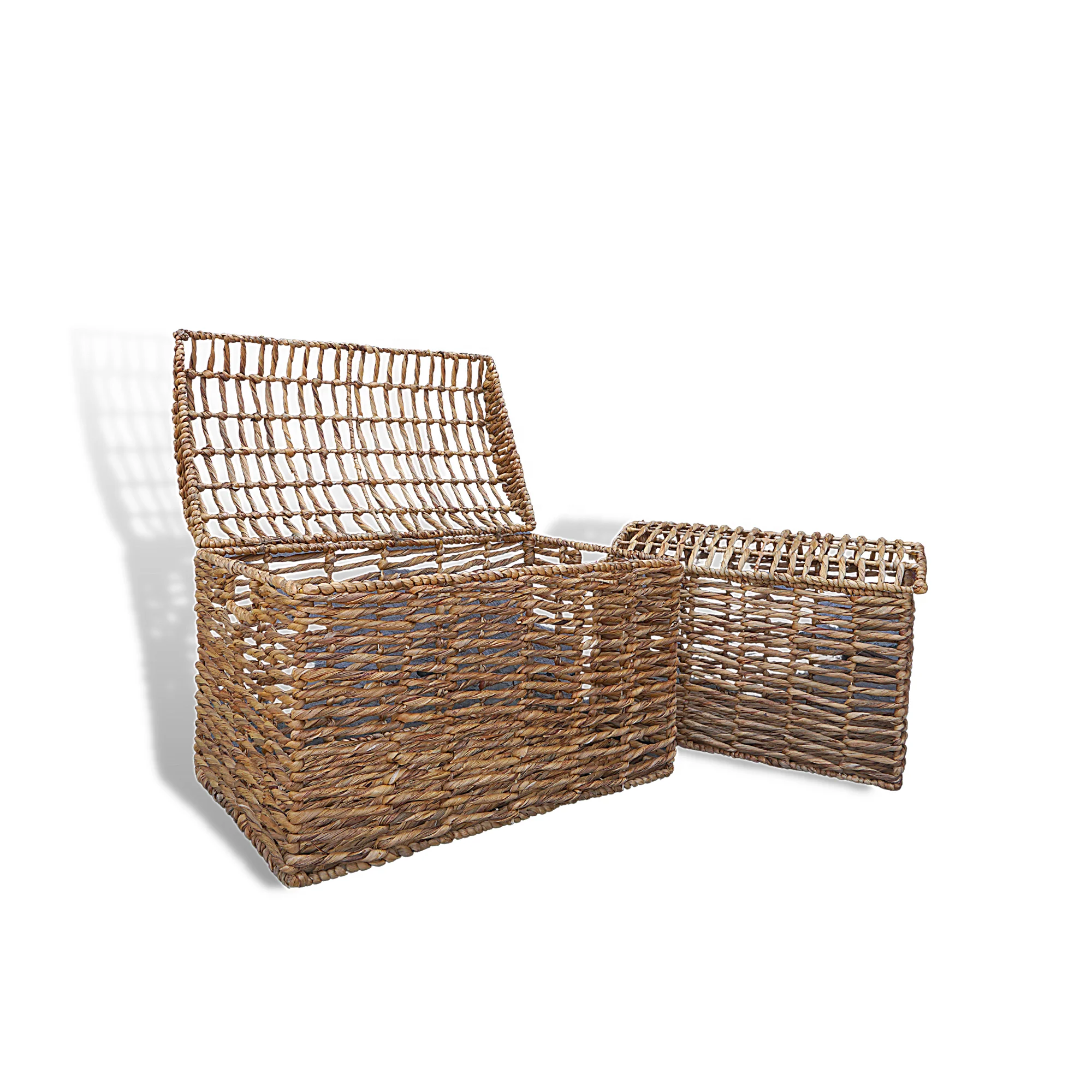 Oversized seagrass Trunk basket Natural Color Storage Basket With Hinged Lid For Home Kitchen Bathroom Bedroom