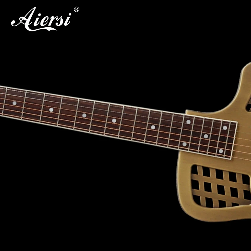 Высокое качество Китай бренд Aiersi Cutway Bell латунный корпус трехшарошечный блюз резонатор гитара низкая цена