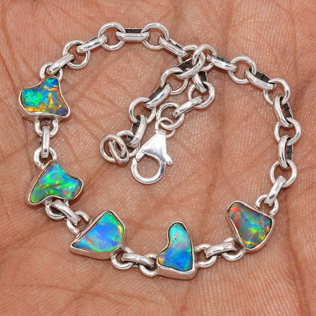 Natural crystal bracelets gemstone jewelry round raw rough opal bracelets for wholesale