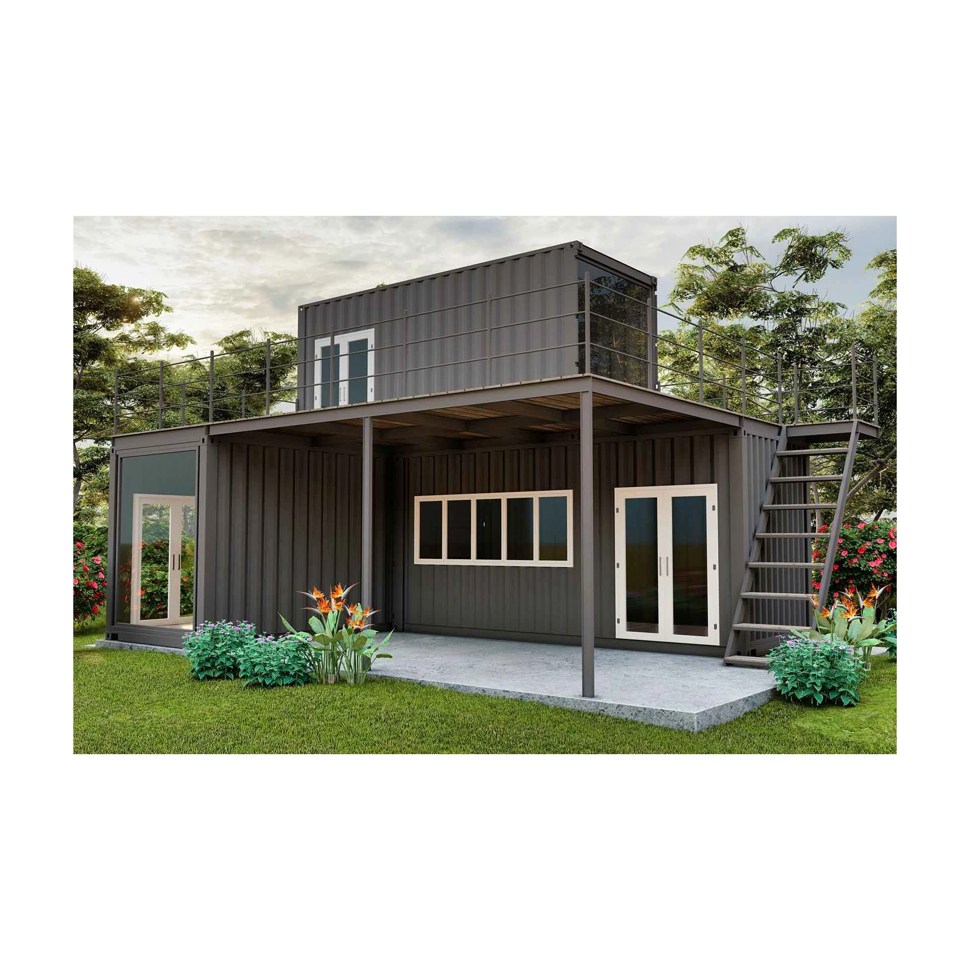 Flexible Combination 20ft/40ft Shipping Container House Steel and Sandwich Panel Construction for Villas