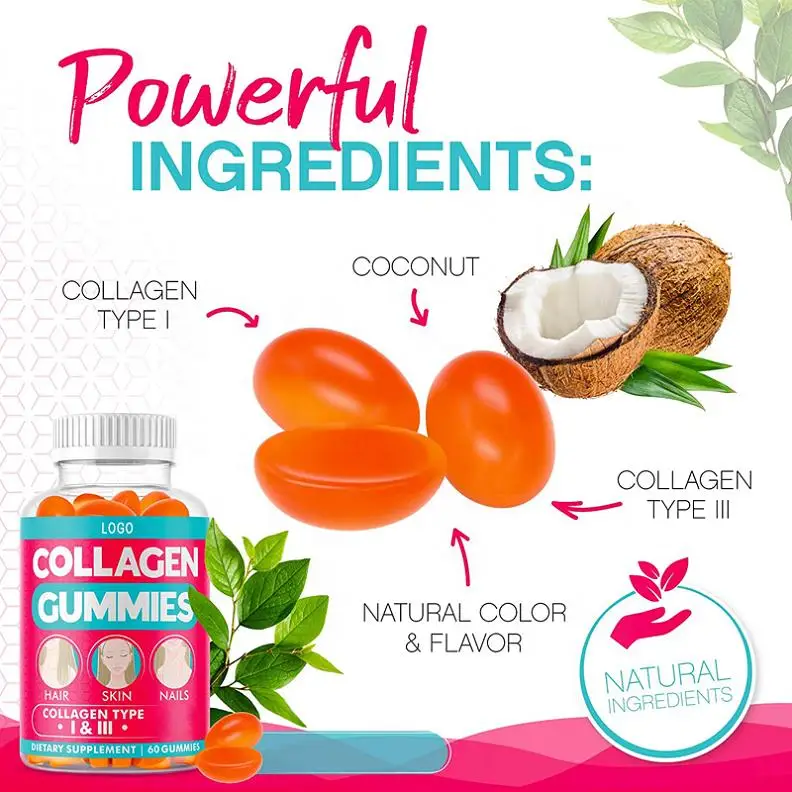 Private Label Vegan and Biotin Keratin Own Brand Engyme Keto Anti Age Vitamin Collagen Gummies Candy