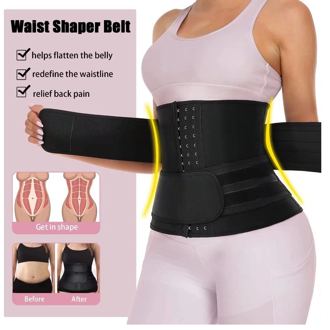 Adjustable Waist Weight Loss Trimmer Slimming Belt Fat Burning Exercise Belly Body Shaper Wrap Band Support Wholesale