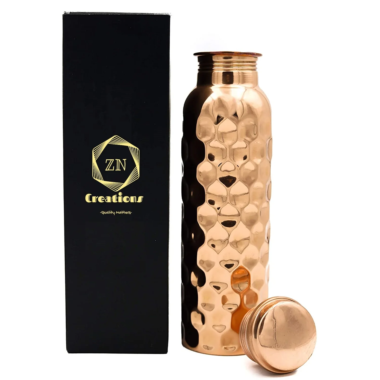 100% Pure & Handmade 1L Copper Water Bottle Leak-Proof Yoga Drinkware With Custom Logo Direct Manufacturer for Camping