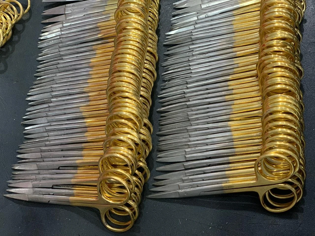 Iris TC Half Gold Plated Curved Blades Stainless Steel Surgical Scissors Instrument Set with Tuning Fork